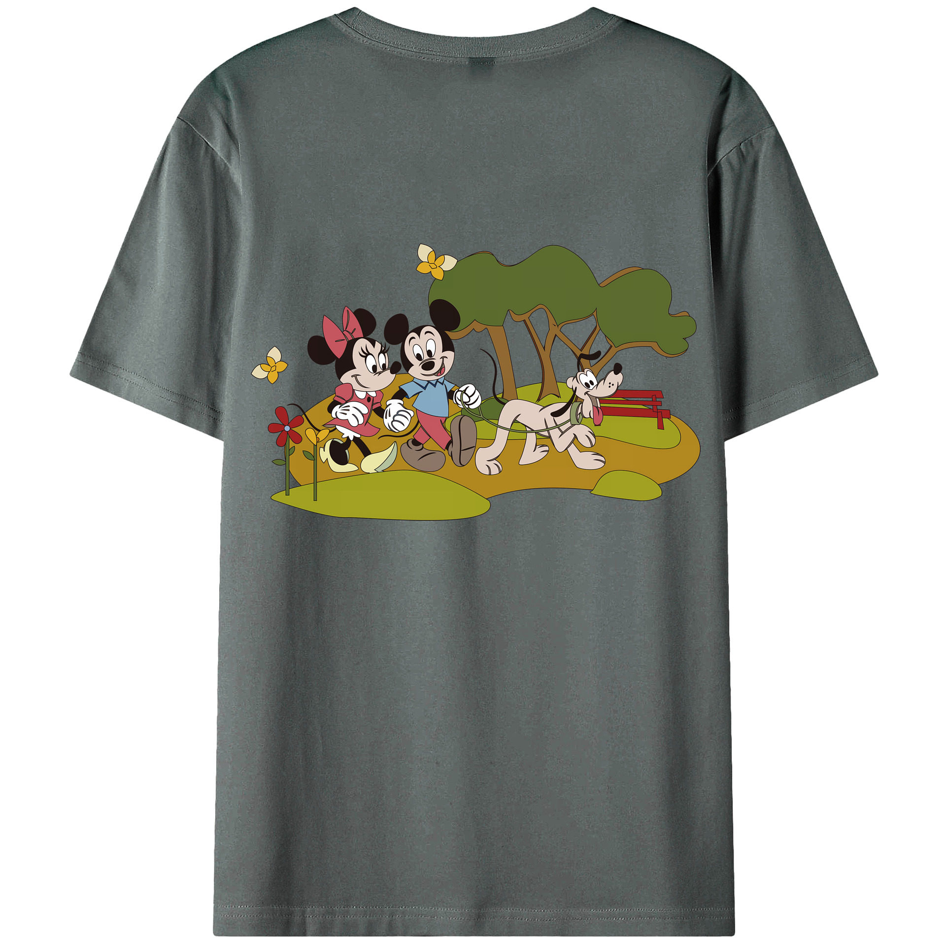 （画像用） ミッキーマウス Mickey Mouse 綿100％ メンズ半袖Tシャツ（バックプリント） 通気性